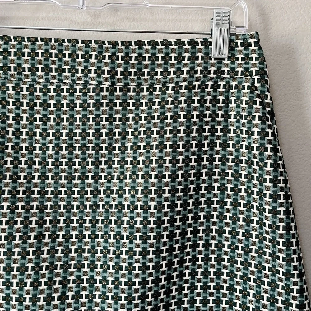 Boden NEW Women's Size US 8 A-Line Jacquard Mini Skirt Geometric Print Green